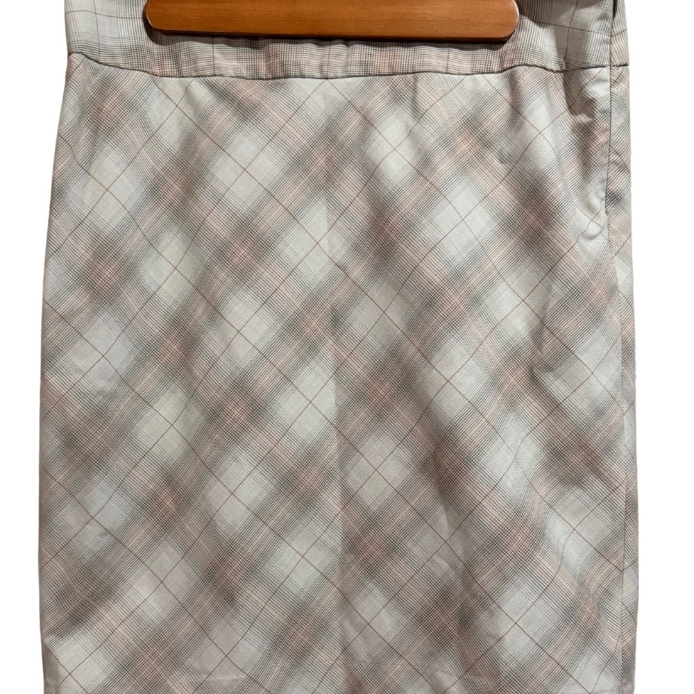 The Limited Plaid Pencil Skirt in Cream, Light Brown and Soft Pink